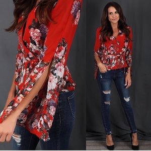 Vici Dolls Wrap Floral shirt